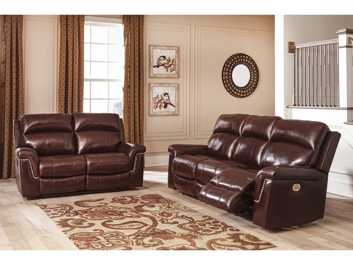 Timmons leather power reclining loveseat with power headrest discount