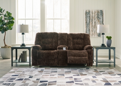 Soundwave Manual Reclining Loveseat with Console, Chocolate