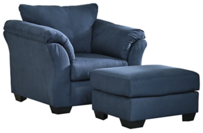 Darcy Chair and Ottoman, Blue, large
