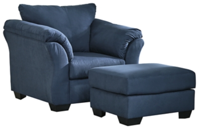 Darcy Chair and Ottoman, Blue