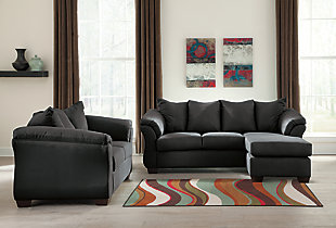 Darcy Sofa Chaise and Loveseat, Black, rollover