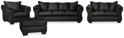Darcy Sofa, Loveseat, Chair and Ottoman, Black, large