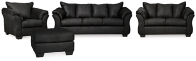 Darcy Sofa, Loveseat, Chair and Ottoman, Black