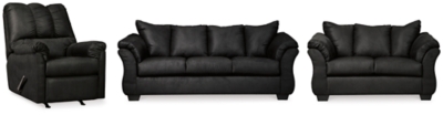 Darcy Sofa, Loveseat and Recliner, Black, large