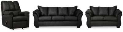 Darcy Sofa, Loveseat and Recliner, Black