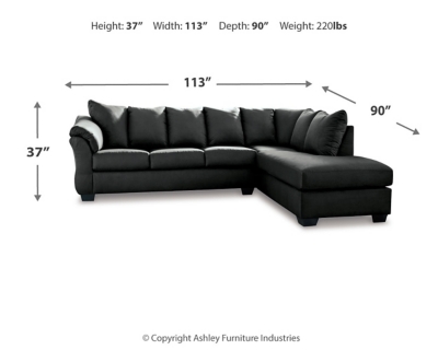 Darcy 2-Piece Sectional with Chaise, Black, large