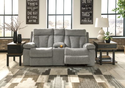 Mitchiner Manual Reclining Loveseat with Console, Fog