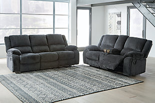 Draycoll Sofa and Loveseat, Slate, rollover