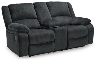 Draycoll Reclining Loveseat with Console, Slate, large