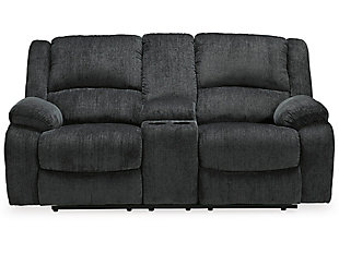 Draycoll Reclining Loveseat with Console, Slate, large