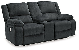 Draycoll Power Reclining Loveseat with Console, Slate, large