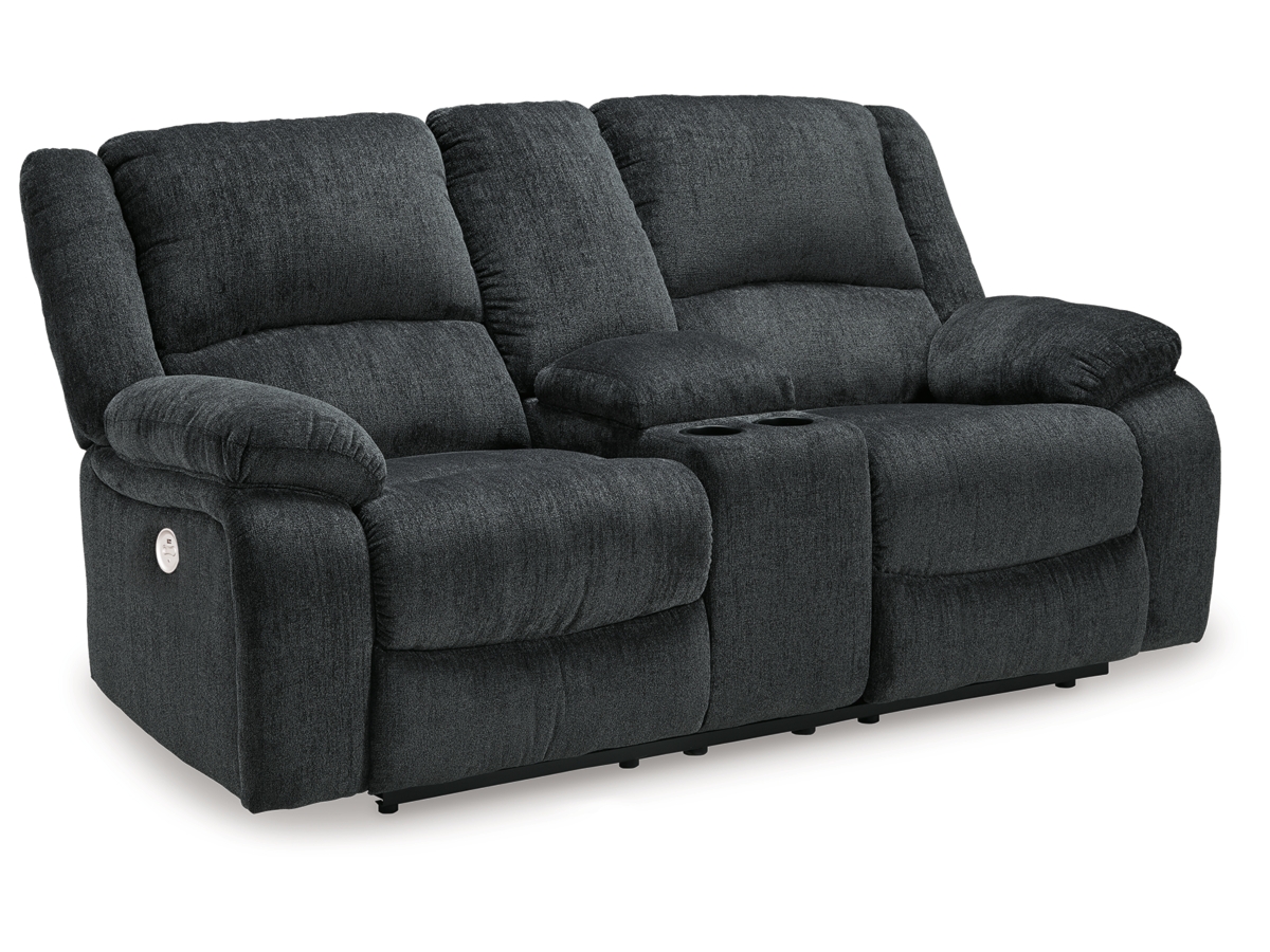 Draycoll Reclining Loveseat with Console - Slate