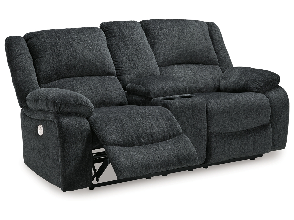 Draycoll Reclining Loveseat with Console - Slate
