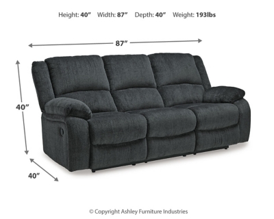 Draycoll Reclining Sofa, Slate, large