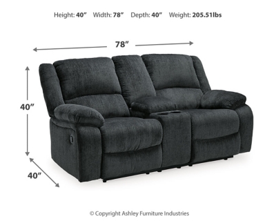 Draycoll Reclining Loveseat with Console, Slate, large
