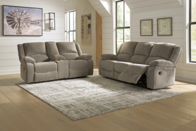 Draycoll Manual Reclining Sofa and Loveseat, Pewter