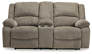 Draycoll Reclining Loveseat with Console, Pewter, large