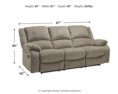 Draycoll Reclining Sofa, Pewter, large