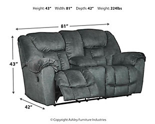 Capehorn Reclining Loveseat with Console, Granite, large