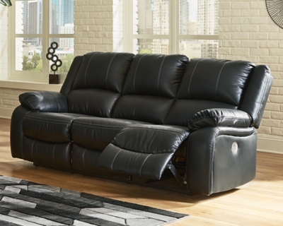 Calderwell Power Reclining Sofa, Black, rollover