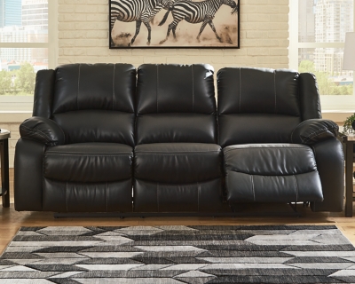 Calderwell Reclining Sofa, Black, rollover