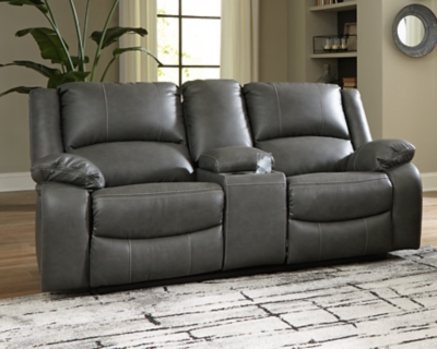 Calderwell Power Reclining Loveseat with Console, Gray, large
