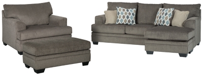 Dorsten Sofa Chaise, Chair, and Ottoman, Slate, large
