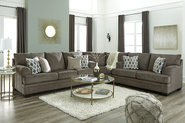 The contemporary Dorsten sofa sleeper has comfort written all over it. From the plush cushions to the textured gray fabric, it’s a total winner for relaxation. Designer throw pillows in blue, brown and tan complement the richly neutral upholstery. Pull-out mattress in quality memory foam comfortably accommodates overnight guests.Corner-blocked frame | Attached back and loose seat cushions | High-resiliency foam cushions wrapped in thick poly fiber | 4 decorative pillows included | Pillows with soft polyfill | Polyester upholstery and pillows | Exposed feet with faux wood finish | Included bi-fold memory foam mattress sits atop a supportive steel frame | Memory foam provides better airflow for a cooler night’s sleep | Memory foam encased in damask tic