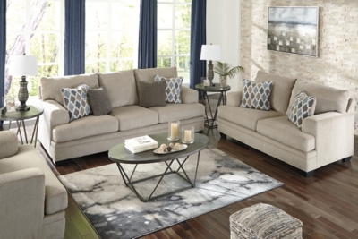 The contemporary Dorsten sofa sleeper has comfort written all over it. From the plush cushions to the textured tan fabric, it’s a total winner for relaxation. Designer throw pillows in blue, brown and tan complement the richly neutral upholstery. Pull-out queen mattress in quality memory foam comfortably accommodates overnight guests.Corner-blocked frame | Attached back and loose seat cushions | High-resiliency foam cushions wrapped in thick poly fiber | 4 decorative pillows included | Pillows with soft polyfill | Polyester upholstery and pillows | Exposed feet with faux wood finish | Included bi-fold queen memory foam mattress sits atop a supportive steel frame | Memory foam provides better airflow for a cooler night’s sleep | Memory foam encased in damask ticking