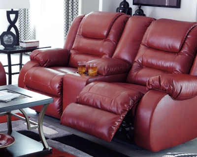Vacherie Reclining Loveseat with Console, Salsa, large
