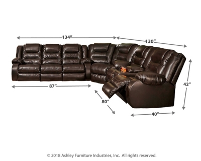 Vacherie 3-Piece Reclining Sectional, Chocolate, large