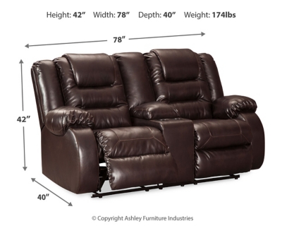 Vacherie Reclining Loveseat with Console, Chocolate, large