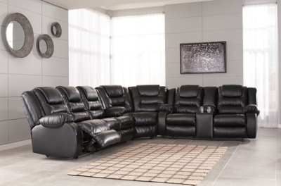 Vacherie 3-Piece Reclining Sectional, Black, rollover