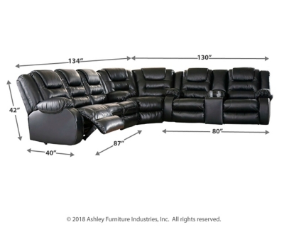 Vacherie 3-Piece Reclining Sectional, Black, large