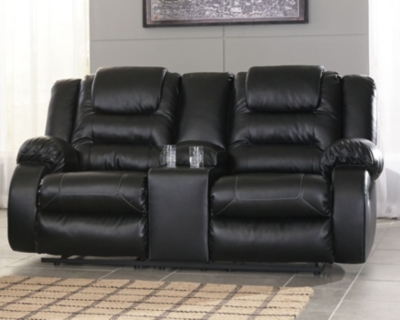 Vacherie Reclining Loveseat with Console, Black, large