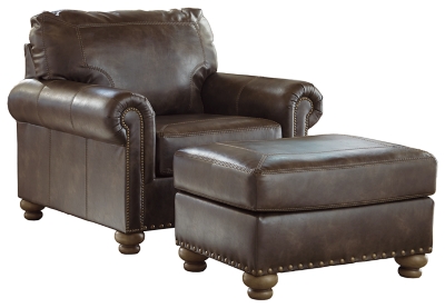 Large leather 2025 chair with ottoman