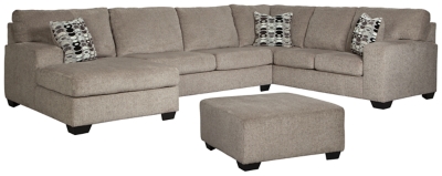 Ballinasloe 3-Piece Sectional with Ottoman, Platinum