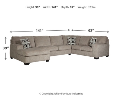 Ballinasloe 3-Piece Sectional with Chaise, Platinum, large