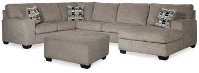 Ballinasloe 3-Piece Sectional with Ottoman, Platinum, large