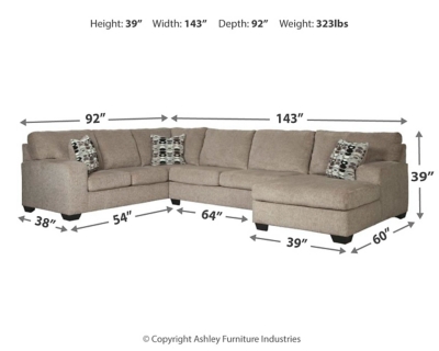 Ballinasloe 3-Piece Sectional with Chaise, Platinum, large