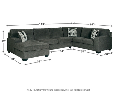 Ballinasloe 3-Piece Sectional with Chaise, Smoke, large