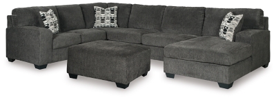 Ballinasloe 3-Piece Sectional with Ottoman, Smoke, large