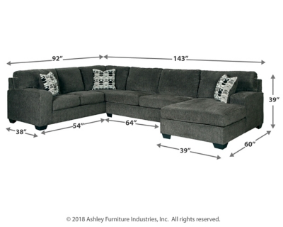 Aberlin Court Beige Polyester Fabric 3 Pc With Chaise Right Arm Sectional - Rooms  To Go