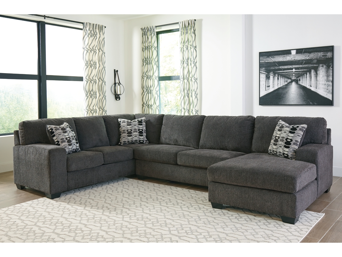 Ashley sorenton 3 piece fabric deals right chaise sectional in slate