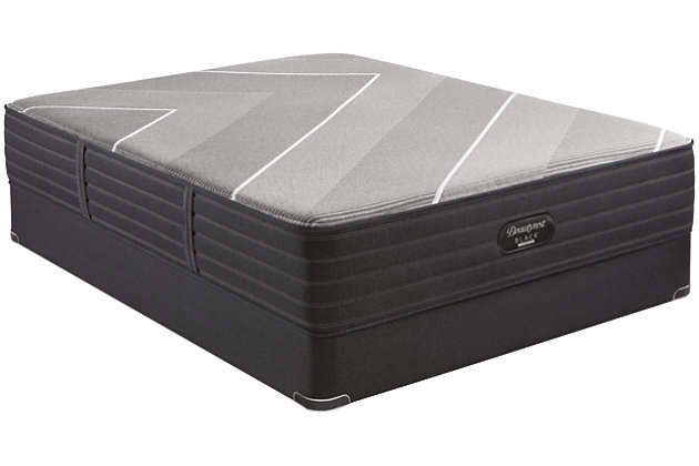 Not too firm and not too plush, the Beautyrest Black® Hybrid X-Class Medium mattress is just right. The exclusive T3 Pocketed Coil® technology keeps you comfortably supported, while the ContourFit™ design brings you closer to the layers of RightTemp™ and Beautyrest® Gel Memory Foam for enhanced pressure point relief.Comfort level: medium | Top-quality memory foams reduce pressure points in your hips and shoulders | T3 Pocketed Coil® Technology absorbs energy, reduces motion and provides exceptional resilience for support, durability and undisturbed sleep | Advanced cooling technologies maintain temperature so that you can sleep cooler and more soundly | Cool-to-the-touch cover provides immediate cooling sensation; RightTemp™ Memory Foam pulls heat away from your body | ContourFit™ design allows you to find your optimal sleep position; superior stretch and recovery surface adapts with you throughout the night | 10-year limited warranty | Note: Purchasing mattress and foundation from two different brands voids warranty | Foundation/box spring sold separately | State recycling fee may apply