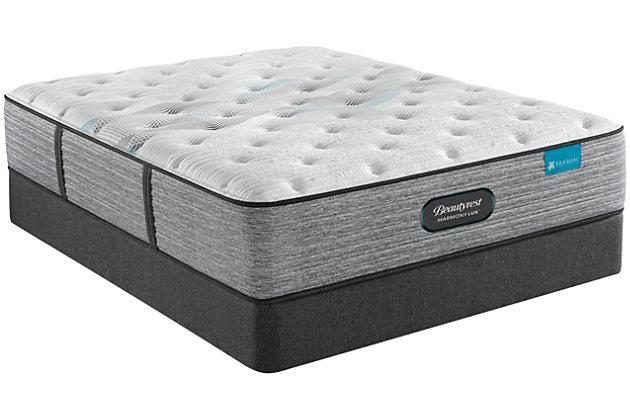 Looking for a better night’s sleep? Look no further than the new Beautyrest® Harmony Lux mattress. An innovative support system with unique coil design, paired with advanced comfort technologies combine to unlock your best sleep. The Harmony Lux incorporates a carbon fiber foam layer for consistent support, a layer of gel memory foam directly below the quilted sleep surface for immediate pressure relief and finally a premium memory foam layer featuring actual diamond particles to help conduct heat away from the body. Beautyrest is partnering with Seaqual™ to offer unique sustainable fabric technologies within each Beautyrest Harmony Lux mattress. Seaqual is the leader in ocean plastic recovery and upcycling efforts and together this partnership will help promote cleaner oceans with every mattress sold.Comfort level: plush | Profile: 13.75" | Precision Support System™ powered by T2 Pocketed Coil Technology delivers extra support where your body needs it most | RightTemp™ Wave Foam features ultra-strong, highly conductive carbon fibers | InfiniCool™ Lux provides a cool sleep environment, including a cool-to-the-touch sleep surface | Sustainable fabric featuring Seaqual™ technology helps promote cleaner oceans | Proudly assembled in the U.S.A. | 10-year limited warranty | State recycling fee may apply | Note: Purchasing mattress and foundation from two different brands voids warranty