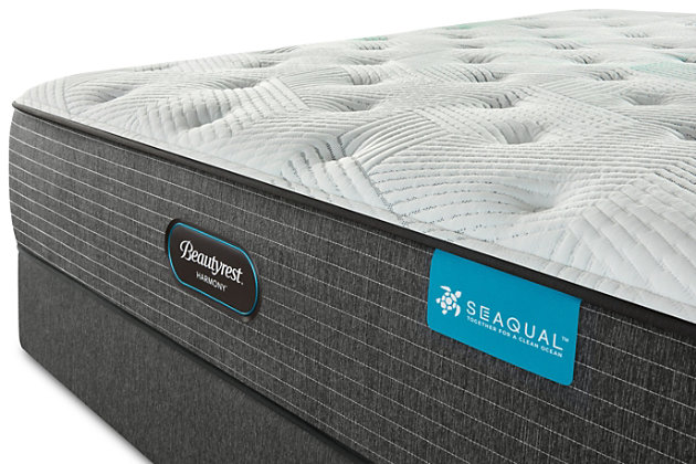 Sleep soundly in soft comfort on a Seaton plush twin mattress. Part of the Harmony series, it features Beautyrest's latest innovations in support, comfort and cooling, which work together in harmony for a better night’s sleep. The new and innovative coil design and support system, advanced pressure-relieving foams, uniquely engineered cooling technologies and exclusive sustainable fabric technology make this collection the ultimate choice in premium bedding.Precision Support System Technology: Targeted Support System powered by T1 Pocketed Coil® Technology provides additional support under heavier compression where you need it most | Essential Pressure Relief Comfort Technology: Beautyrest® Charcoal Memory Foam, a premium plant-based memory foam infused with charcoal, provides natural cooling | Cooling Technology: NaturalCool features eco-friendly TENCEL™ yarn for exceptional breathability and moisture management; antimicrobial performance layer helps keep your mattress fresh and cool for a great night’s sleep | Sustainable Comfort Technology: Seaqual™ Fabric Technology promotes cleaner oceans by recovering ocean plastics and transforming them into luxurious, high-quality sustainable fabrics