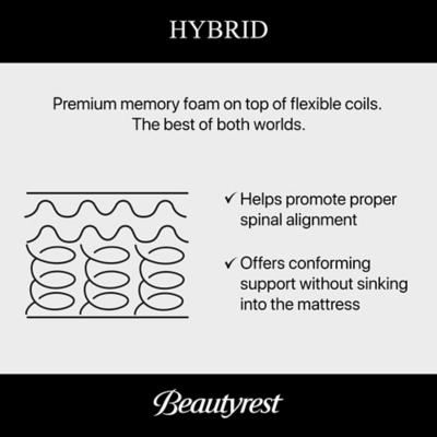 Beautyrest Black® Hybrid Series Three Plush 14.5 in. Twin XL Mattress, Black, large