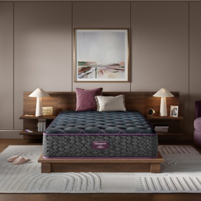Beautyrest World Class Level Three Plush 14.75 in. Queen Mattress, Black, large