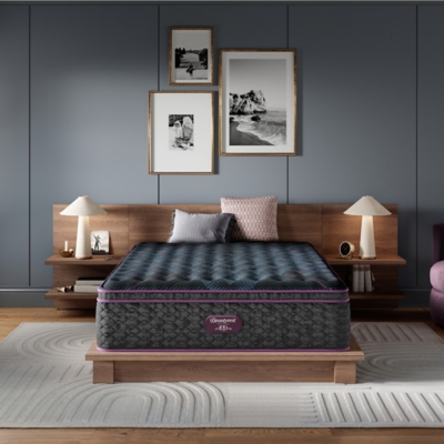 Beautyrest World Class Level Three Medium Pillow Top 15.75 in. Twin XL Mattress, Black, large